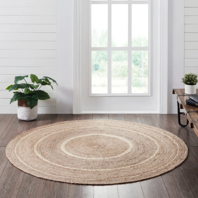 Jute Rug Round Natural Fiber Handmade Area Rug Carpet Door Mat for Living Room