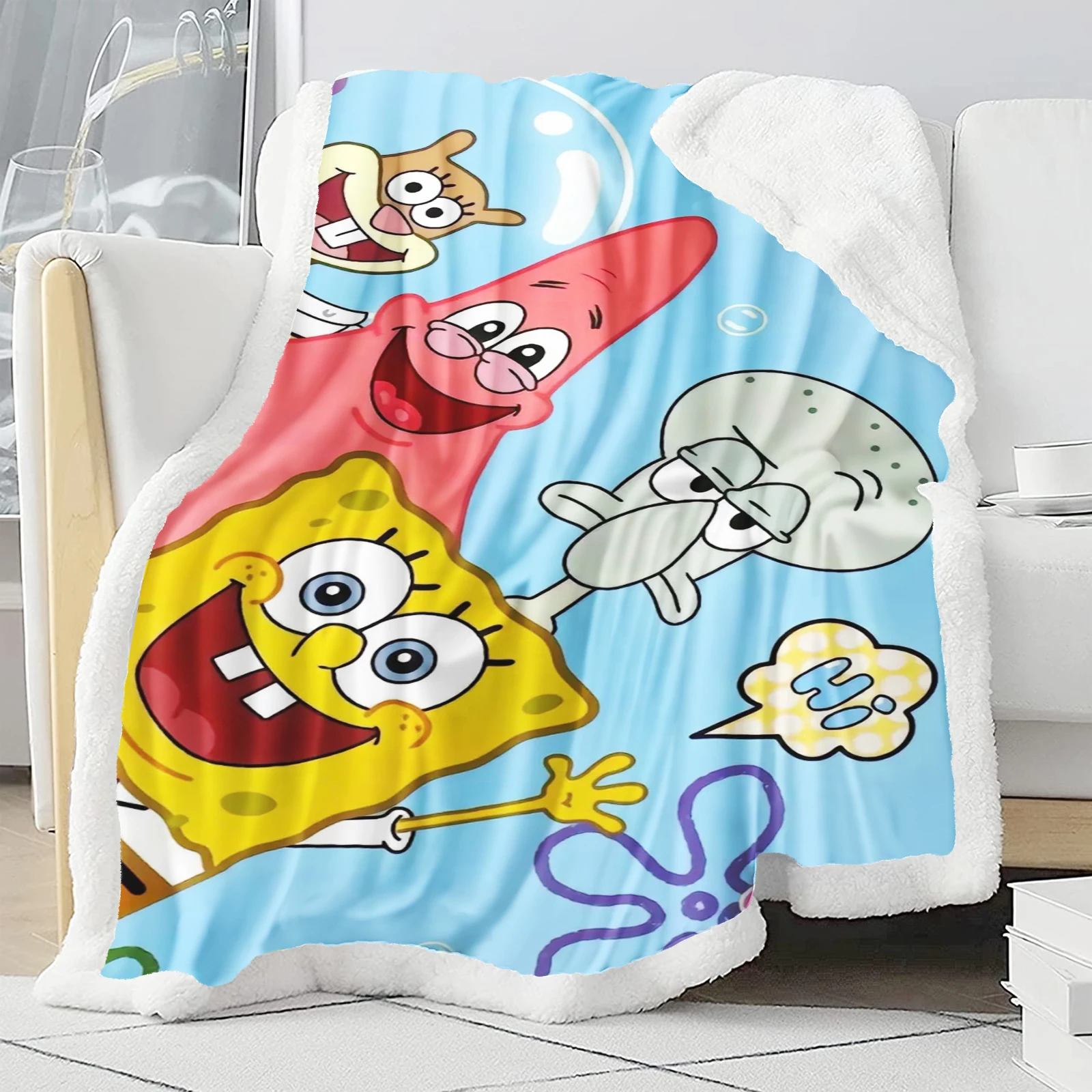 

ТКАНЕВОЕ одеяло Губка Боб из микрофибры аниме одеяла и пледы домашние Плюшевые Пушистые Детские Зимние флисовые одеяла для кровати