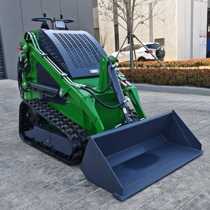 Mini Skid Steer Snowblower Garden Mini Track Loader with Snowblower Bucket