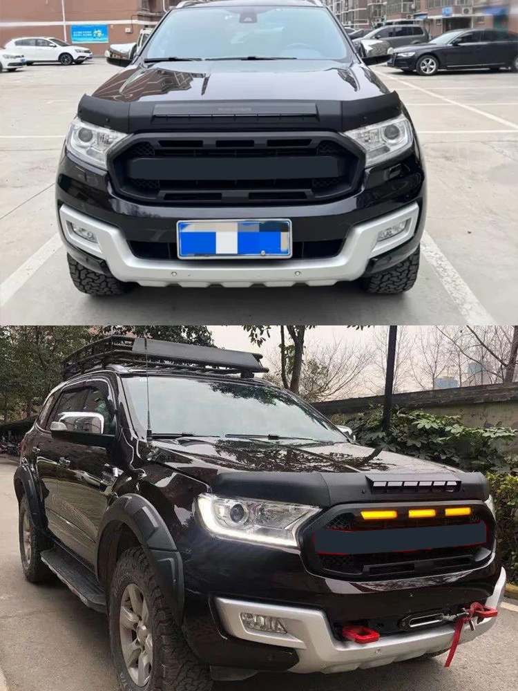 

Modified Radiator Grille For Ford Everest Endeavour 2015 2016 2017 2018 LED Racing Grills Front Grid Bumper Mask Mesh