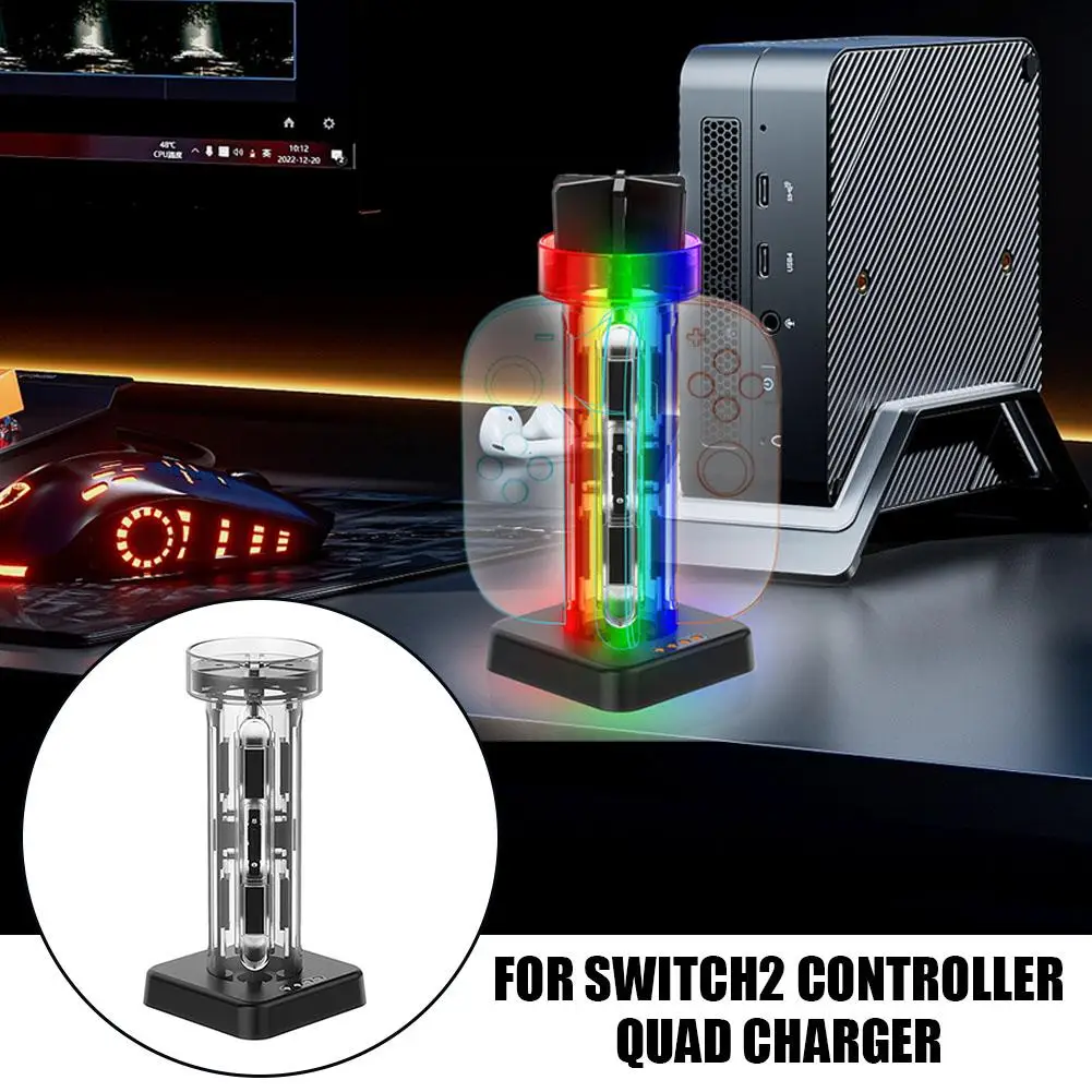 4-port Rgb شحن حوض للتبديل 2 Joycons متعدد الألوان مصباح ليد تظهر محطة سريعة شاحن حامل H4s5