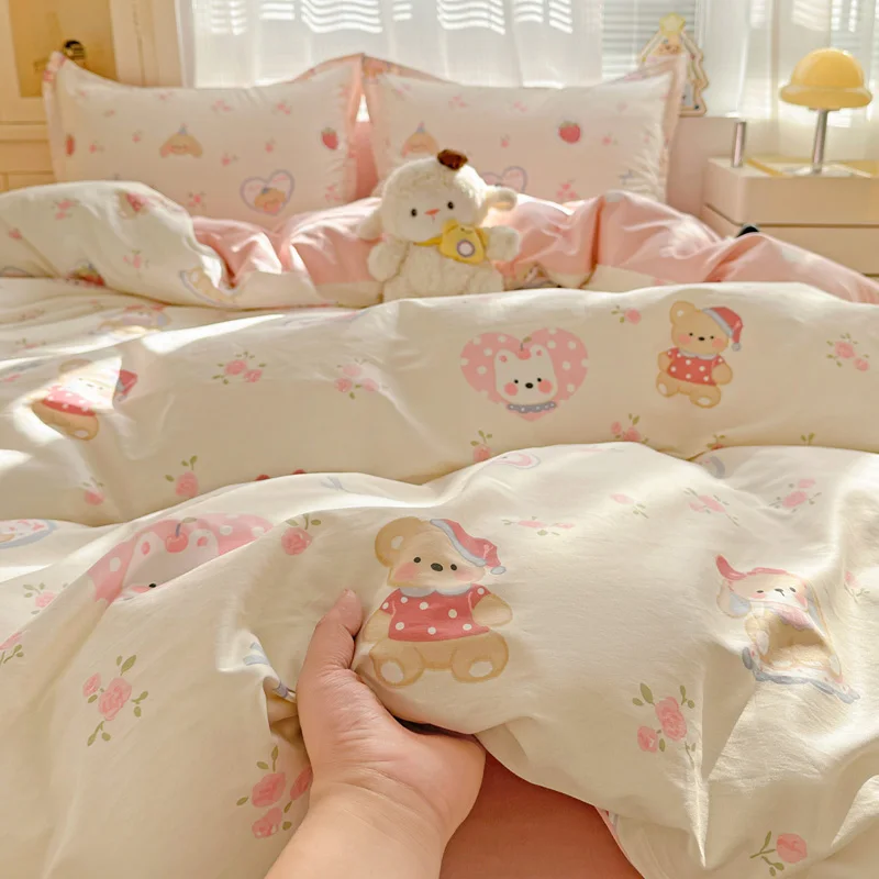 100% Cotton Duvet Cover Set Bedding Set Soft Breathable Duvet Cover with Zipper Closure Corner Ties, Pillowsham,Wrinkle Free