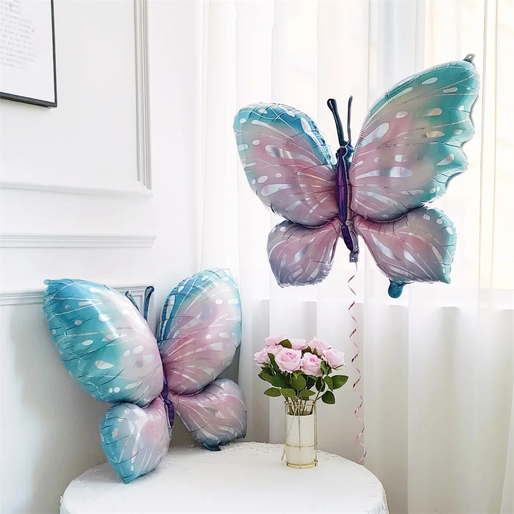 Large Butterfly Foil Balloon 3D Insect Butterfly Fairy Helium Balloon for Girls Birthday Party Decoration Kids Toy Gift Wedding