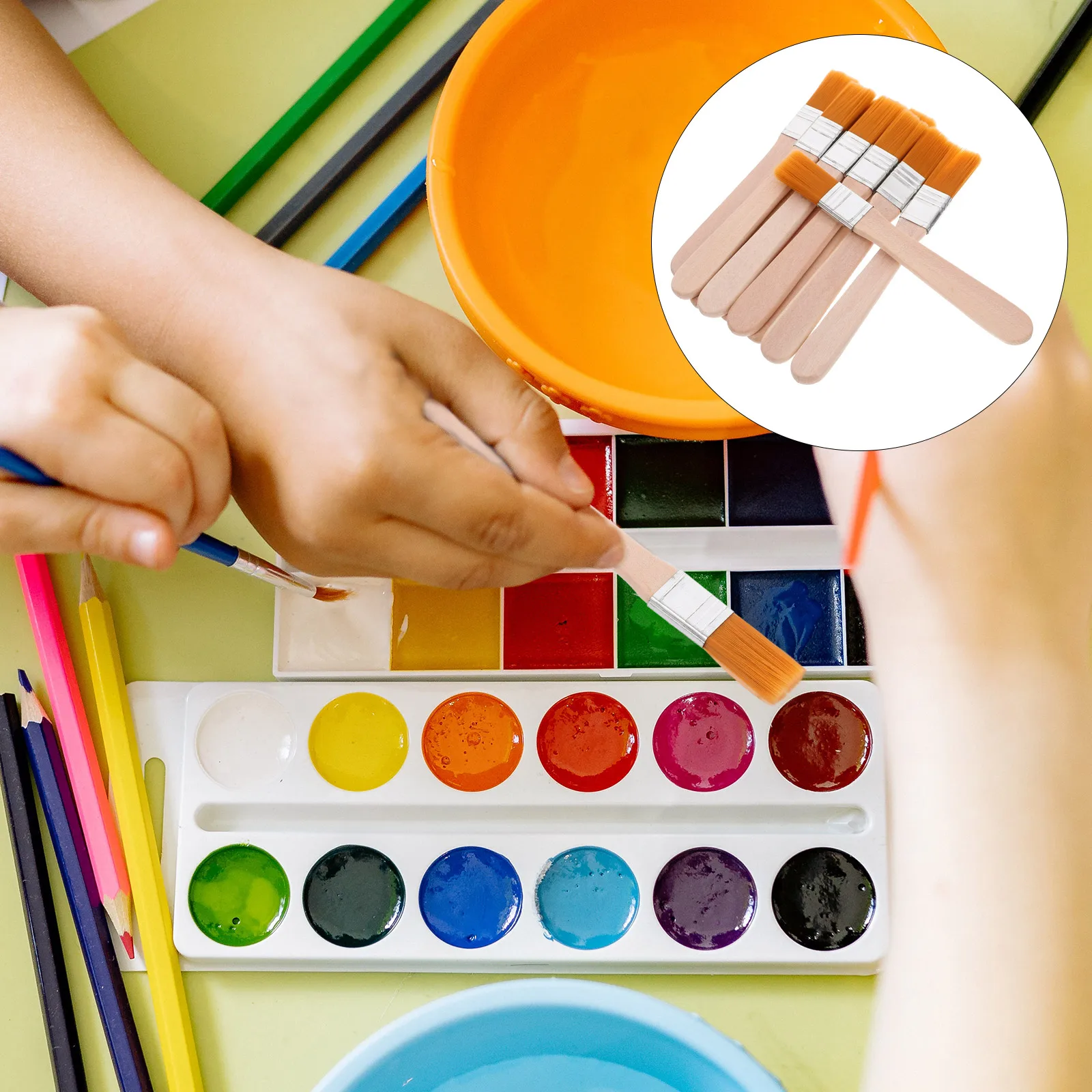 

10pcs Nylon Bristle Paint Brush Set Ergonomic Wooden Handle Multi-Use Art Craft Canvas Painting Small Trim Brushes For Oil