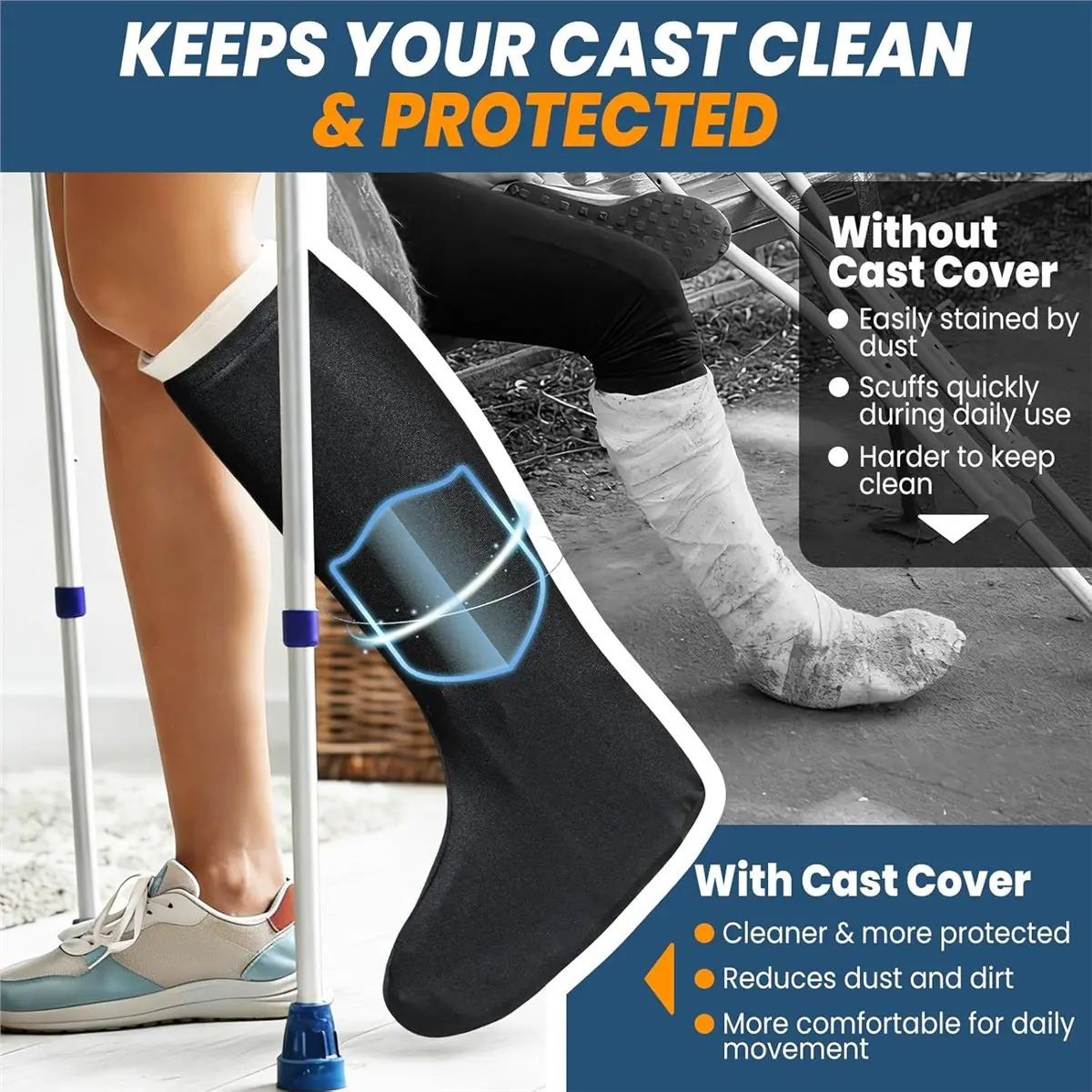update. 2 Pcs Leg Cast Cover Medium Short Cast Sock Cover Below the Knee Leg Sleeve for Foot Men Women Plaster Stocking