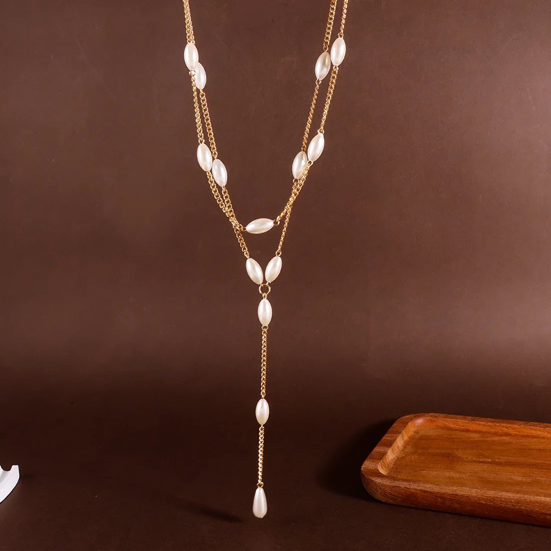 DIY accessories Cross-border jewelry simple imitation pearl chain neck chain long personalized stacked necklace NK26830