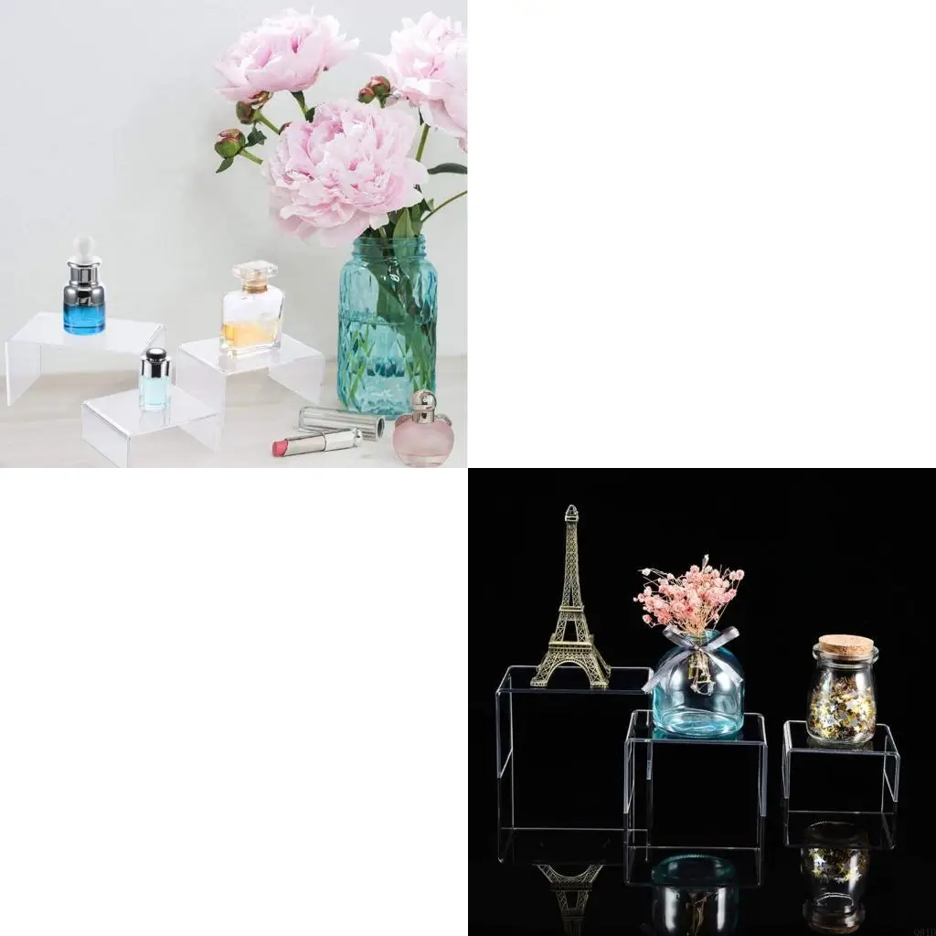 

Набор из 3 акриловых подставок для дисплеев среднего низкого профиля, многоуровневых для демонстрации