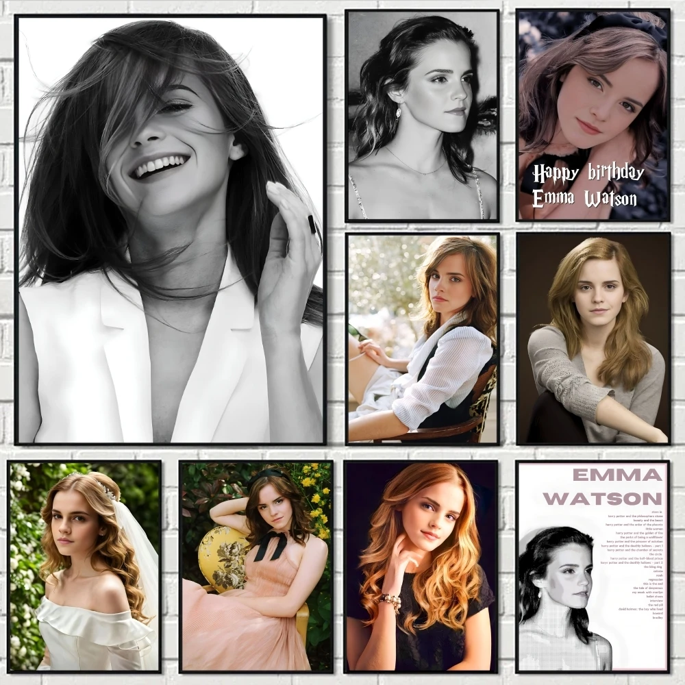 E-Emma Watson اللوحة الخط الحد الأدنى طباعة قماش المشارك غير المؤطرة جدار الفن لديكور المنزل مكتب #1