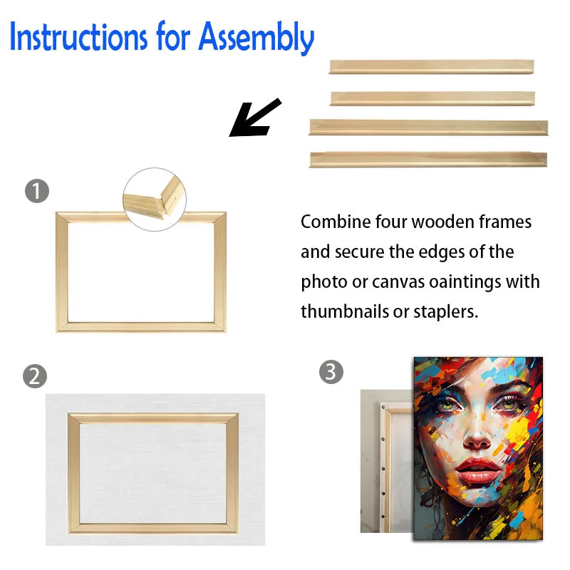 Simplicity Painting Frame Wooden Picture Framed Upper DIY Solid Wood Wall Frame Camphor Pine Composite Decoration Gift 50 70 80