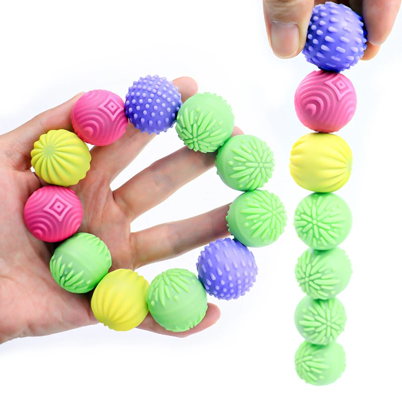 Conjunto de 4, bolas magnéticas texturizadas de silicone, bolas de silicone elásticas magnéticas de brinquedo de descompressão