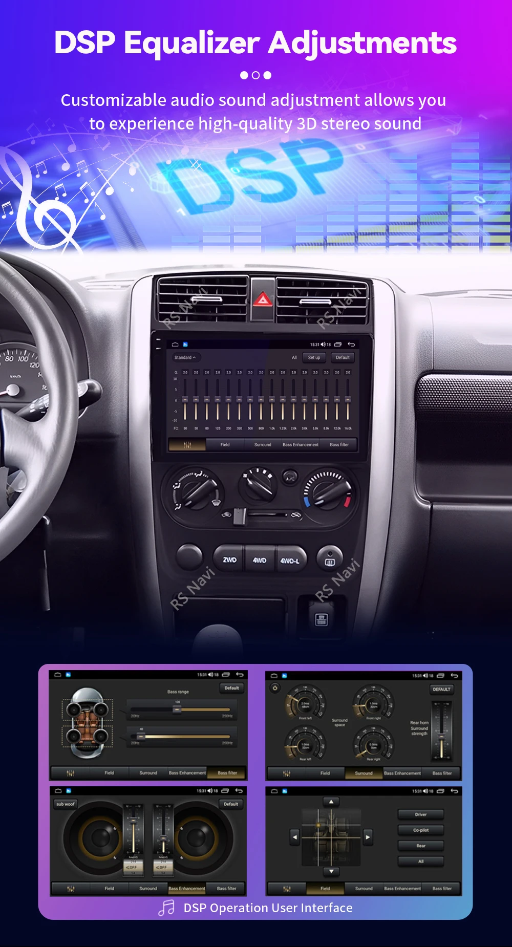 Android 16 Carplay Auto 2K Bildschirm Autoradio Multimedia Player für Suzuki Jimny 3 2005 - 2019 Autoradio GPS Stereo 2din Head Unit – Detail 9