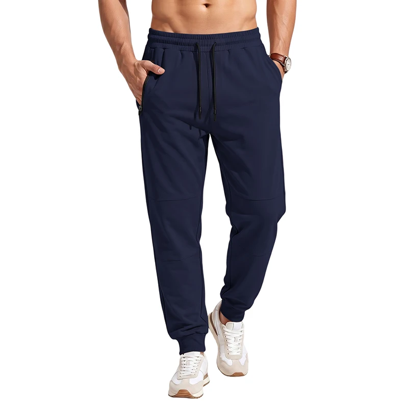 Herren Einteiler-Sporthose mit Kordelzug, Reißverschlusstaschen und Patchwork-Design, Atmungsaktiv und Schweißableitend für Frühling und Herbst