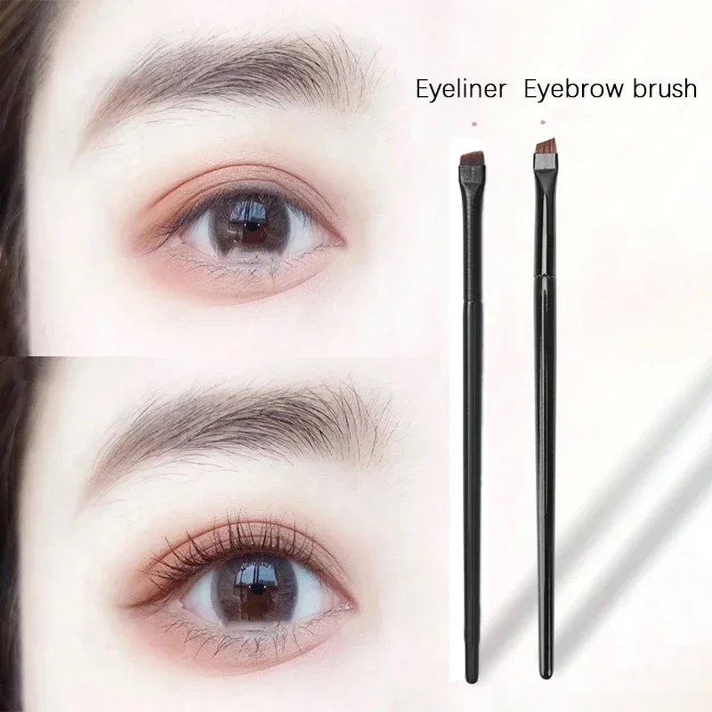 Professional Oblique Angle Eyeliner Eyebrow Brush Synthetic Hair Flat Eyeliner Eyebrow Blending Brushes Super Thin Sharp