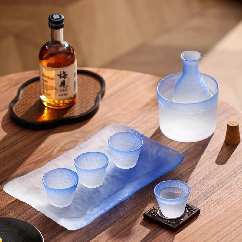 

Transparent Crystal Skae Cup Set Luxury Portable Restaurant Mini Sake Bottle Japanese Tequila Secret Decantador Vino Drinkware