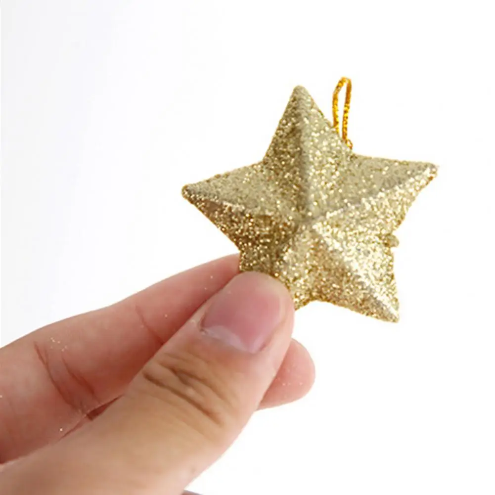 Golden Powderfive-pointed Star Festive Hanging Ornaments Reusable Christmas Five-pointed Star Hanging Decorations for Xmas