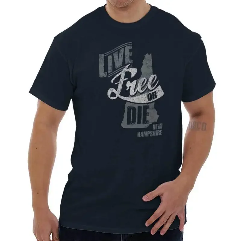 Live Free Or Die Vintage New Hampshire Map Crewneck T Shirt