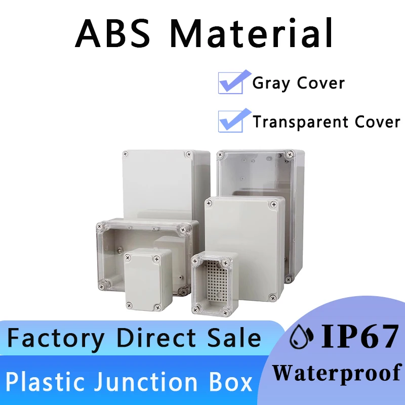 Waterproof Plastic Junction Box Transparent Cover Enclosure ABS Connections Housing Outdoor Instrument Electrical Project Box