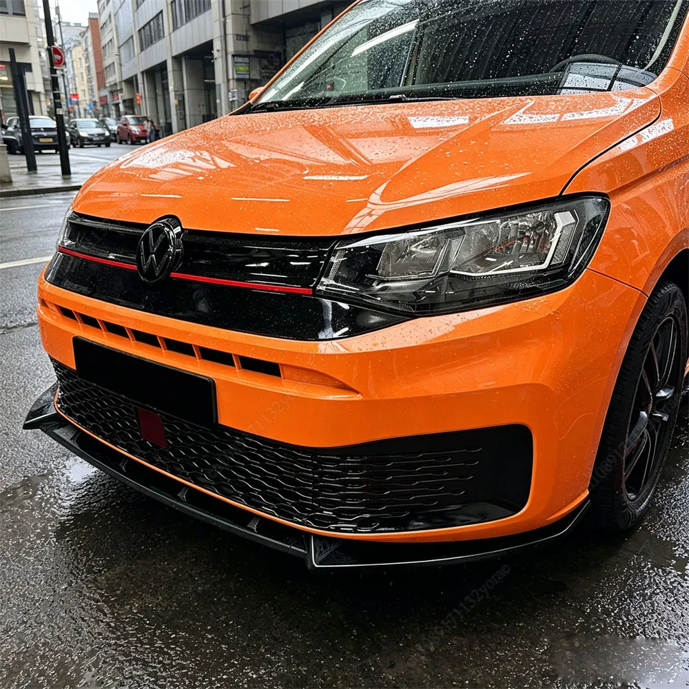 For VW Caddy MK5 TDI TSI 2020-2025 Maxton Style Car Front Bumper Lip Spoiler Splitter Diffuser ABS Gloss Black Bodykits Tuning view 4