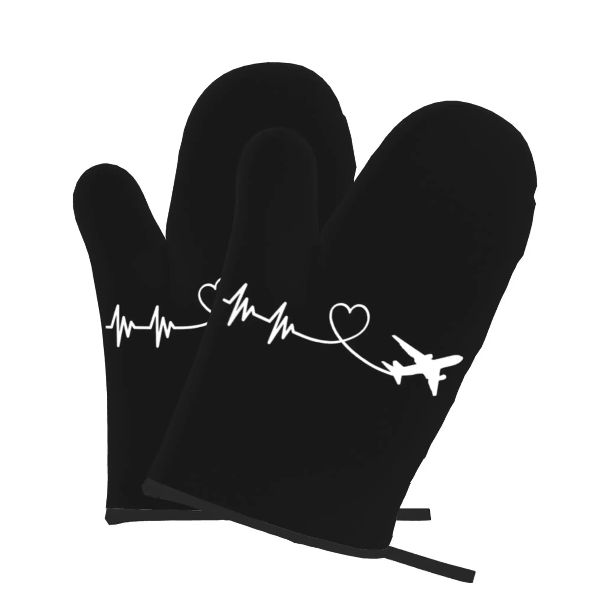 Airplane Black Cool Black Oven Gloves Bbq Gloves for Men Women Christmas Holiday Cooking Grilling Microwave Gloves Kitchen