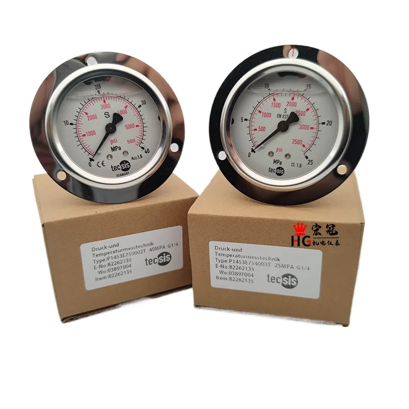 

Tecsis Pressure Gauge P1453 Haitian Injection Molding Machine Hydraulic Gauge 25MPA Screw Three-hole Installation