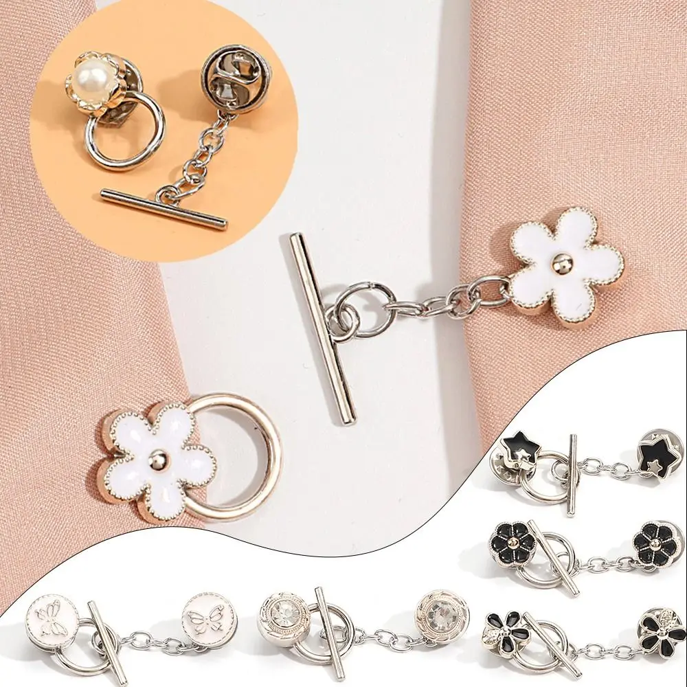 Pins Button Clip Anti-light Brooch Anti-light Artifact Fixed Clothes Pin Neckline Fixed Pin Nail-Free Detachable Pearl Brooch