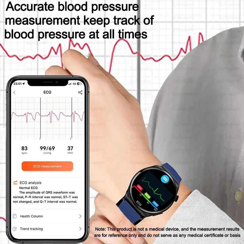 Reloj inteligente de grado médico recomendado para hombre, nueva bomba de aire + bolsa de aire tipo ECG, azúcar en sangre, BP, Monitor de salud y