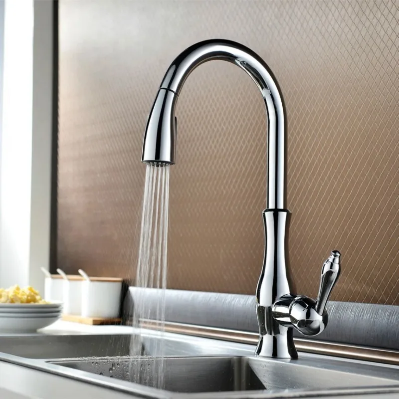 Gold Touch Sensor Kitchen Faucet 360 Rotation Pull-Out Single Handle Tap Dual Mode Sink Mixer Hot and Cold