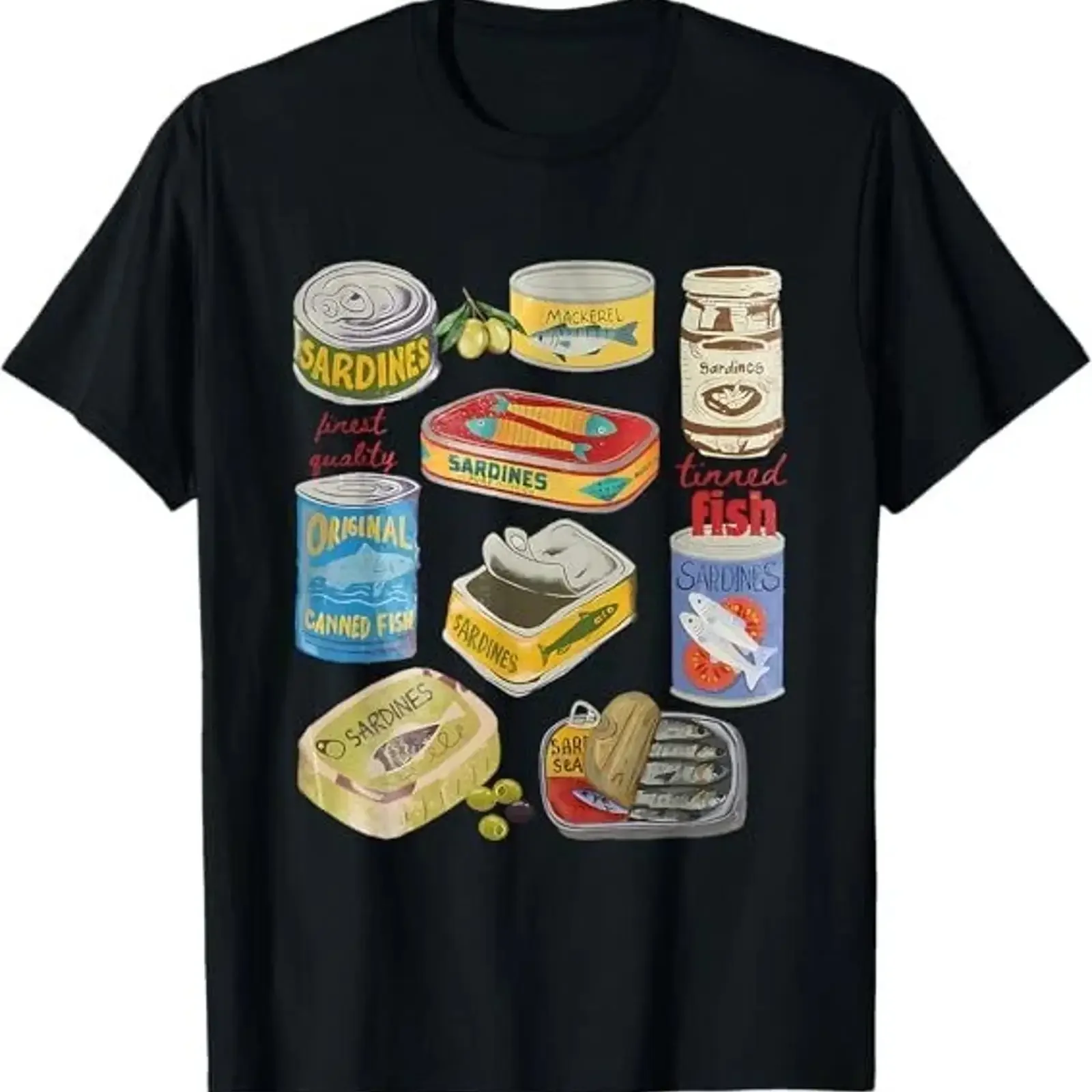 NEW LIMITED Sardine Tins Canned Fish Funny Design Best T Shirt S 3XL vintage Washed Stylish homme Soft Stretched Versatile