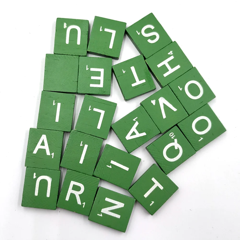 100 PCS Wood Chips Puzzles for Toddlers Crossword Wooden Cubes Crafts Blocks Decor Bamboo