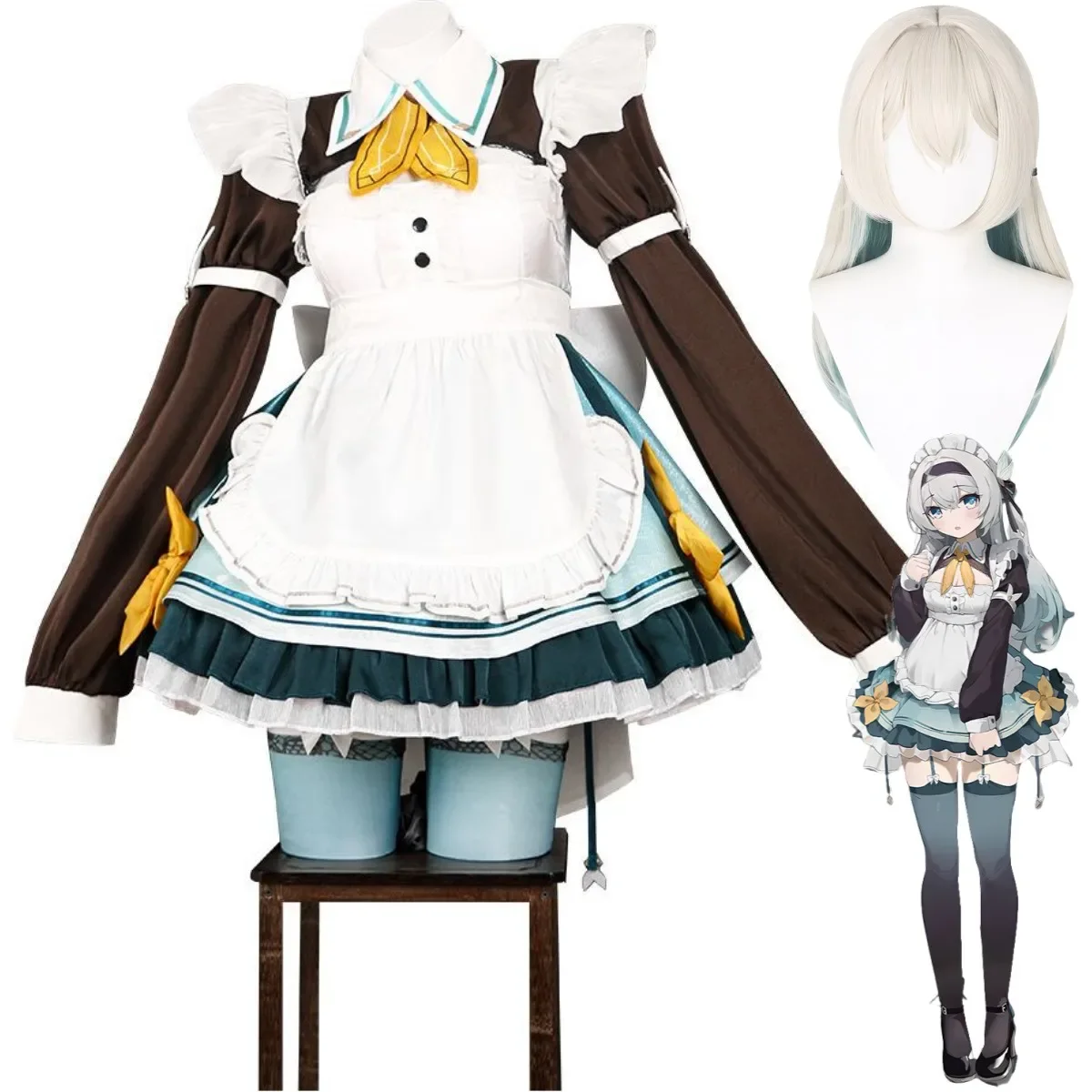 Oyun Honkai: Star Rail Firefly Cosplay Kostüm Hizmetçi Elbise Uzun Kollu Lolita Etek Peruk Kadın Seksi Sevimli Doğum Günü Partisi Takım Elbise