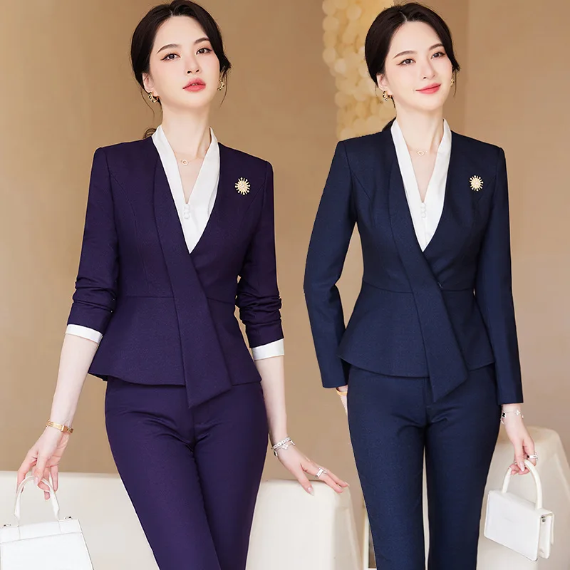 

Beauty Salon Jewelry Store Sales Department Long Sleeve Suit Suit Business Women's Clothing Autumn and Winter New Hotel Manager