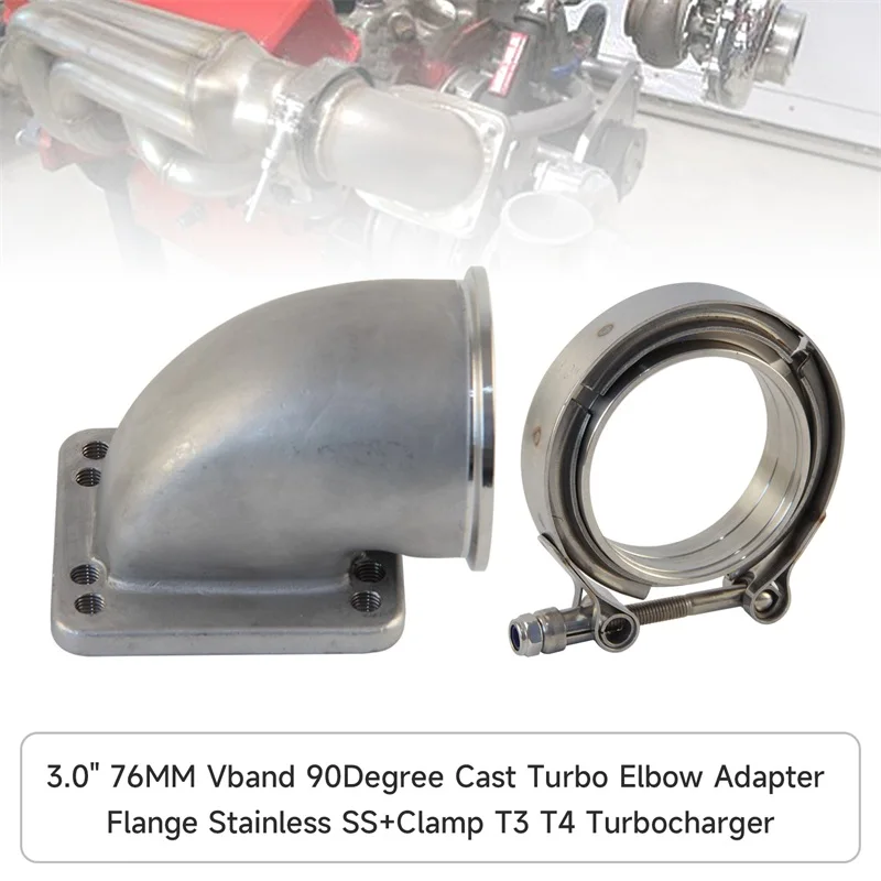 

3 "Vband 76 мм 90 градусов стальной литой коленчатый переходник для T3 T4 Turbo + зажимы