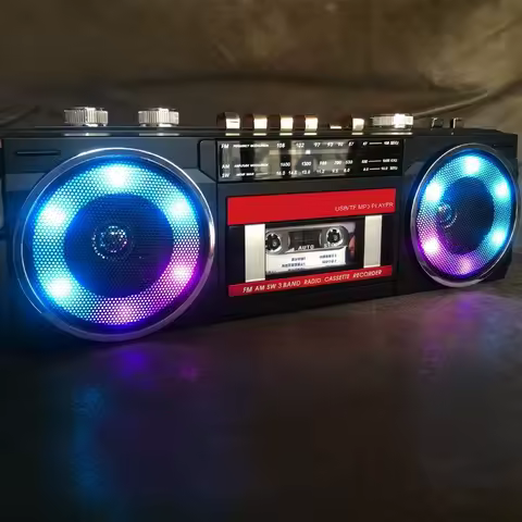 PX-666BT Portable Vintage Tape Radio Boom Box AM/FM/SW 3 Band Cassette Tape Recorder Double Recording Player TF U Disk Mp3 Audio