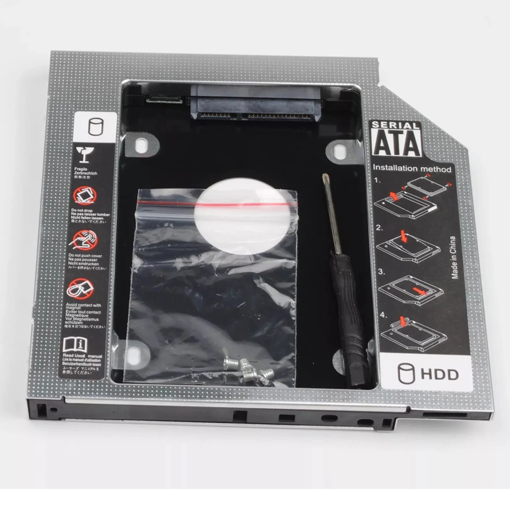 Aluminum 12.7mm SATA 2nd Hard Drive HDD SSD Optical Caddy Frame for SAMSUNG RF510 RV520 RV620 NP600B4C TS-L633B DS8A8SH