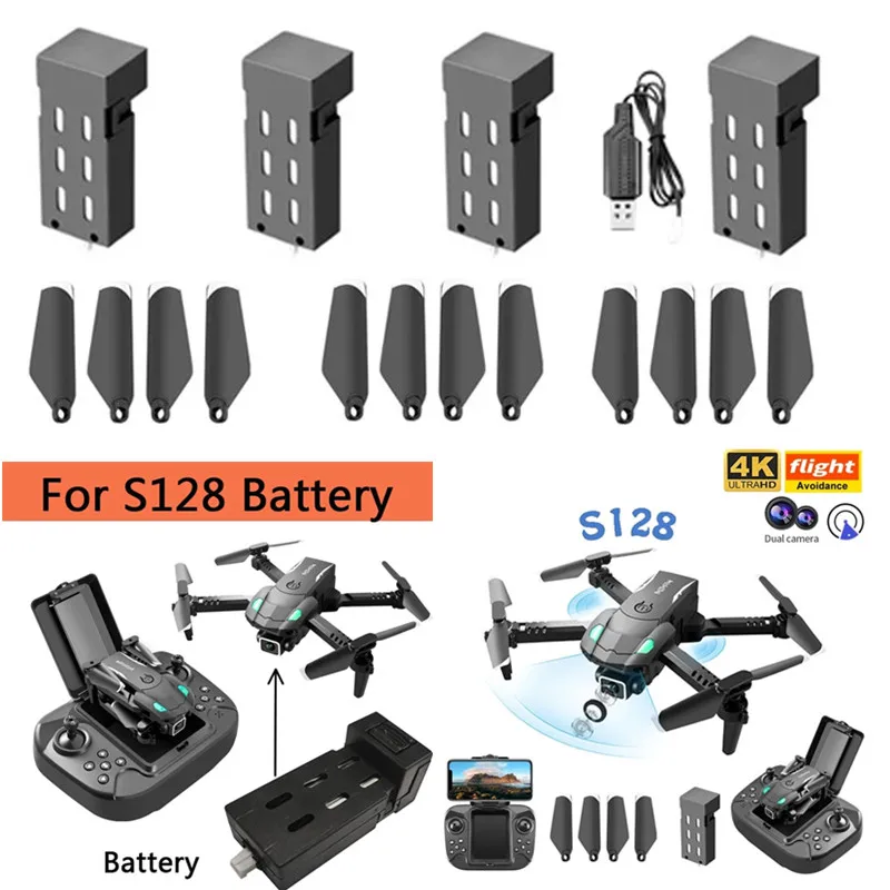 

S128 Dron Battery S128 Mini Drone Accessories 3.7V 500mAh battery/Propeller/USB for S128 RC Drone Parts S128 Drone Battery Parts