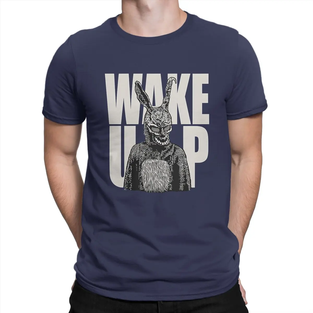 Donnie Darko Wake Up White T Shirts for Men 100% Cotton Fun T-Shirts Crew Neck Donnie Darko Tee Shirt Short Sleeve Clothes 6XL