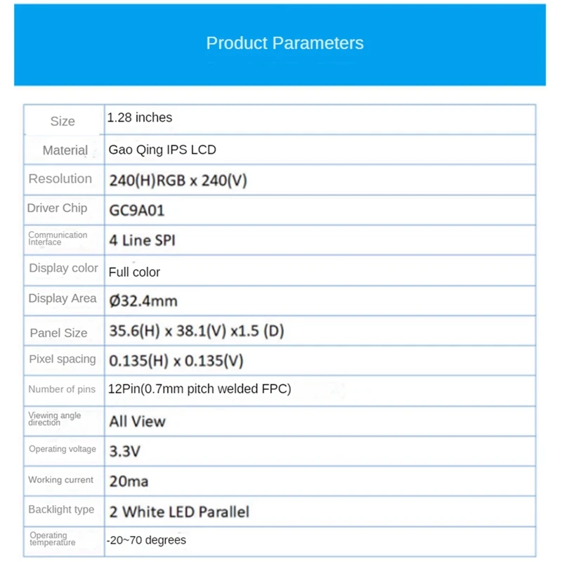 Black Display Screen Display Module 1.28Inch IPS Round Colorful LCD Board 240X240 SPI Interface GC9A01 Driver image 2