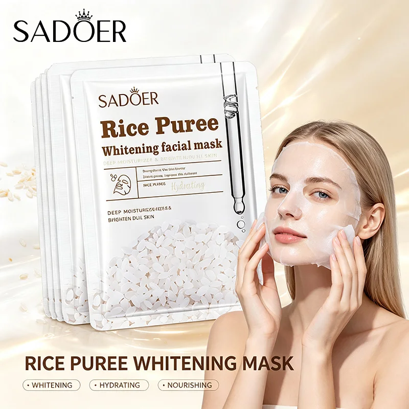 SADOER White Rice Facial Masks Whitening Hydrating Nourish Firm Skin Brighten Anti-aging Shrink Pores Improve Dullness Face Mask