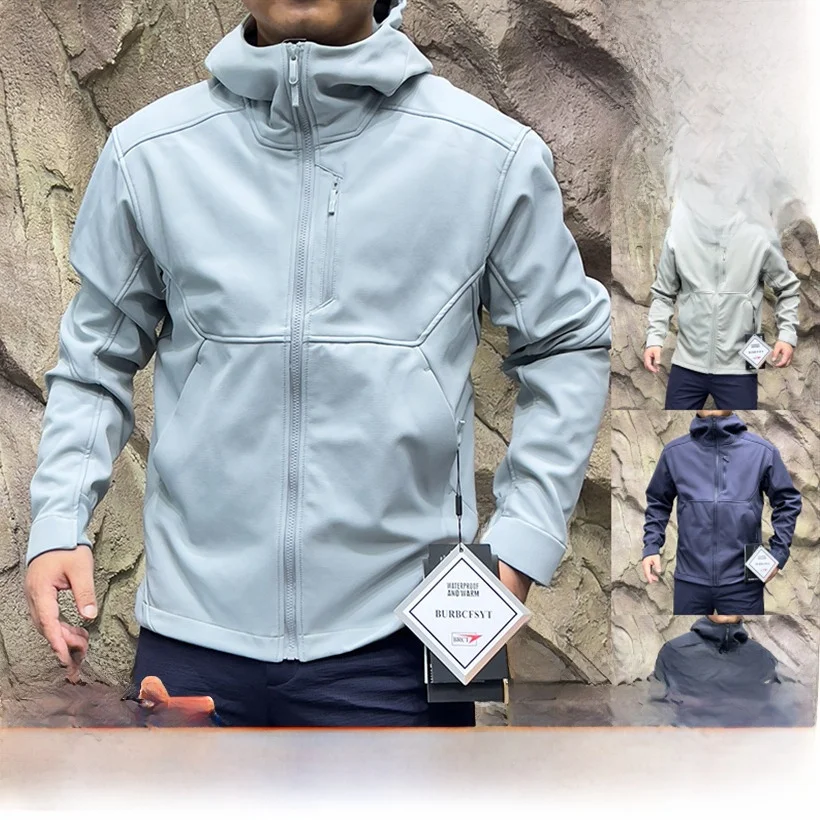 

New Autumn Winter Men's Fce Lined Waterproof Windproof Soft ell Jaet Outdoor Gear Durable Stand Fit Youth Faion