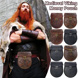 Średniowieczna torba na pieniądze Viking Cosplay wisząca torba na pas biodrowy unisex skórzana torba ze sznurkiem portmonetka akcesoria imprezowe Prop