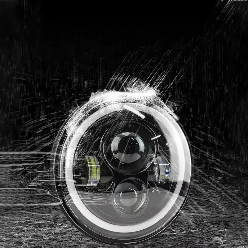 

7" For Defender 90 110 4X4 JK LJ Car Headlight Round LED Headlights DRL with Yellow Signal Light