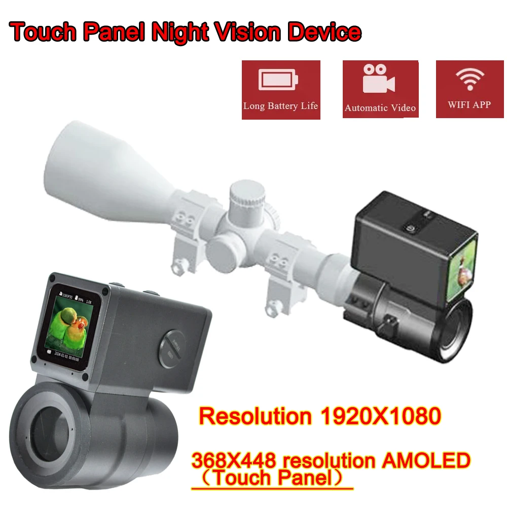 Touch Panel Night Vision Device W/ Wifi CMOS Sensor 42-45mm Eyepiece Riflescope For Hunting Trail Optical Camera Sight Day Night