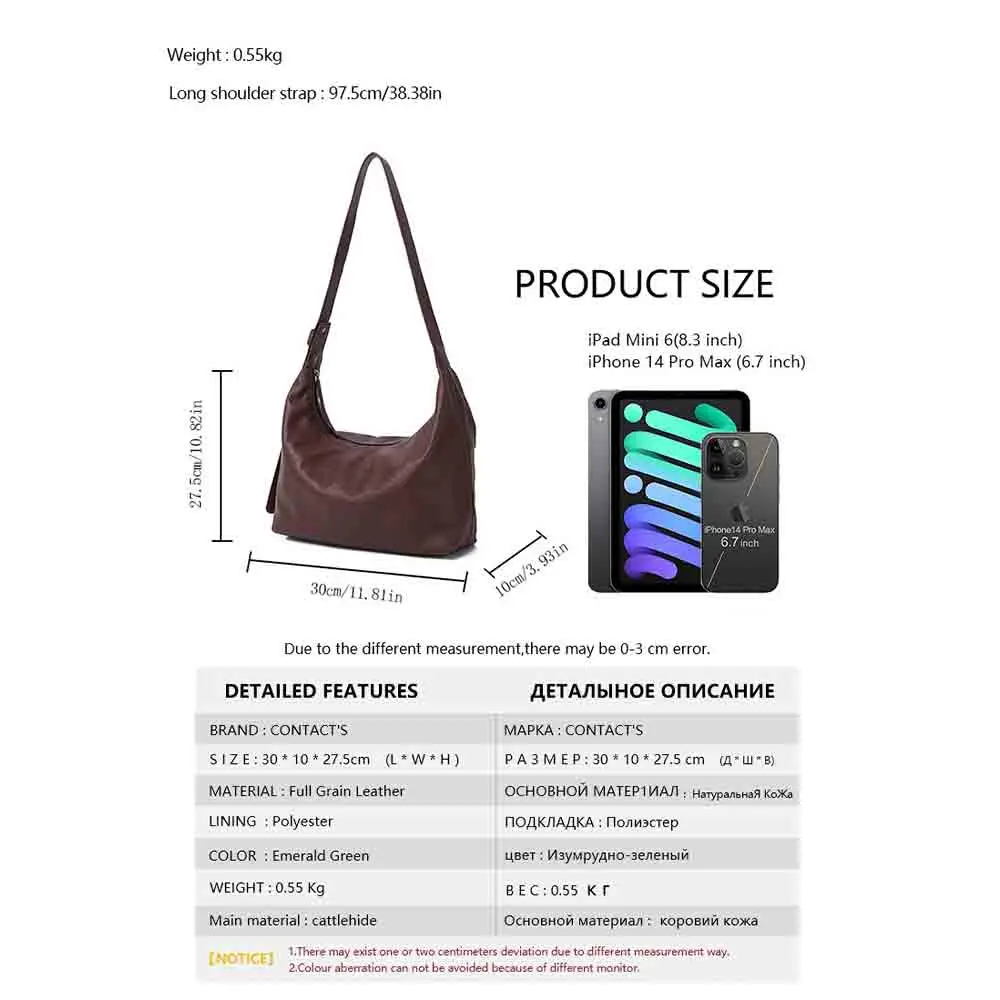 Motingsome Full Grain Cowhide Shoulder Bag for Women Retro Messenger Bags Lady Luxury Cowhide Simple Multi-layer Crossbody Bag