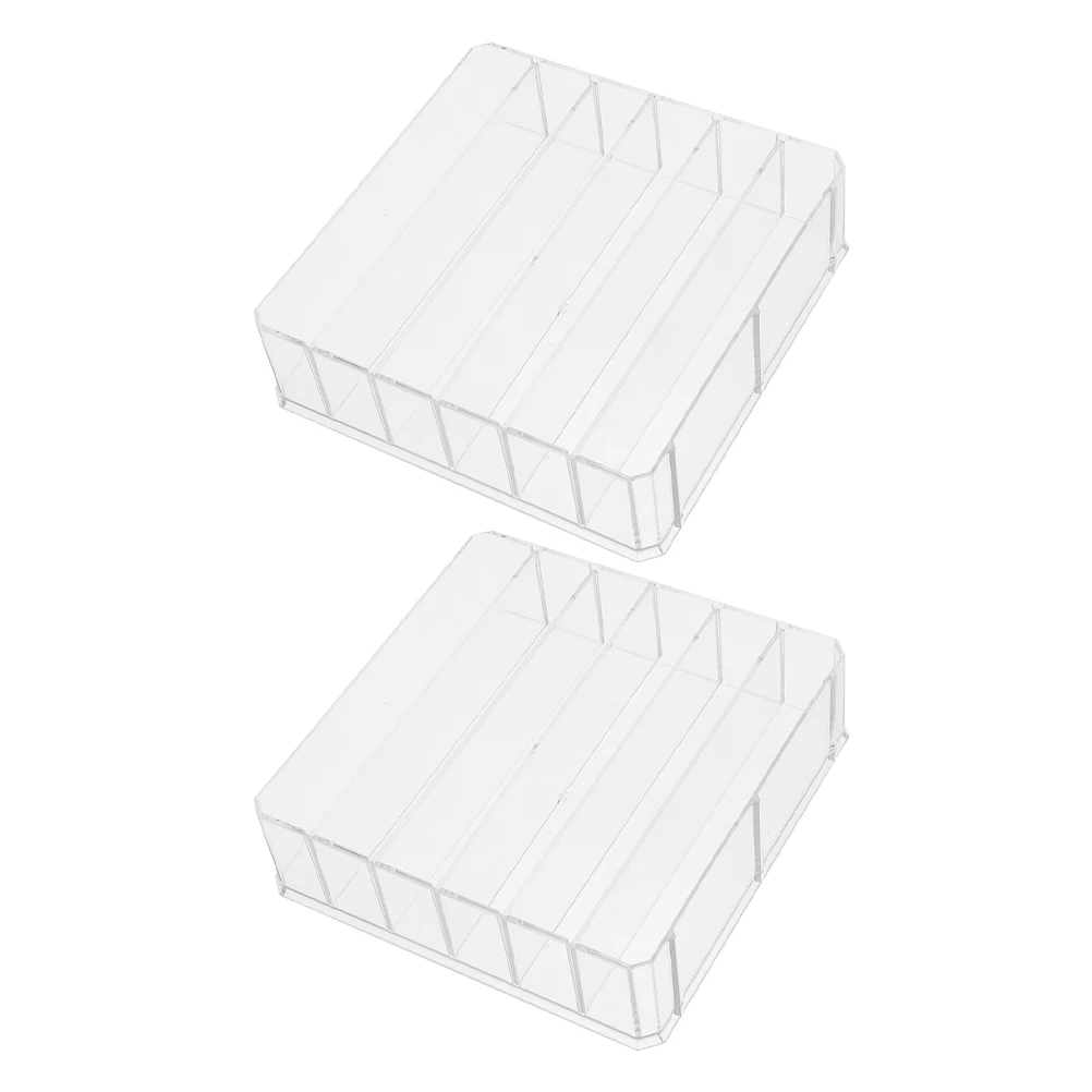 

2 Pcs Acrylic Cash Storage Box Transparent MultiGrid Currency Holder for Desk Money Organizer Nail Envelope