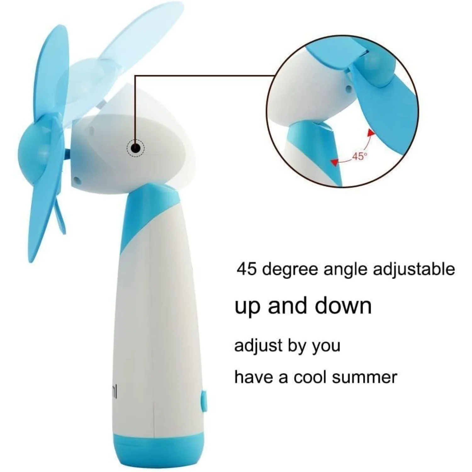 พัดลมมินิ พัดลมส่วนตัว แบตเตอรี่ ใบมีดโฟมนุ่ม ขับเคลื่อนสําหรับการเดินทาง (สีน้ําเงิน 1 ชิ้น)