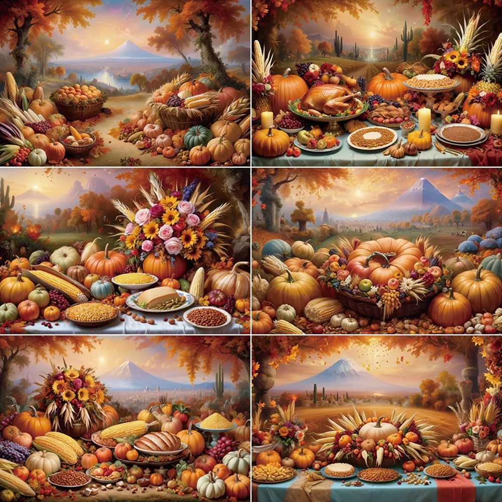 MOON.QG Thanksgiving 2025 Photography Background 2025 Autumn Harvest Photo Backdrop Sign Photographic Studio Shooting Back Drop