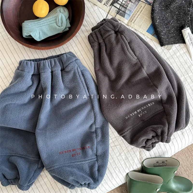 

Winter Kids Plus Velvet Thick Pants Baby Girl Loose Harem Fleece Pants Toddler Boys Warm Casual Trousers Korean Children Clothes