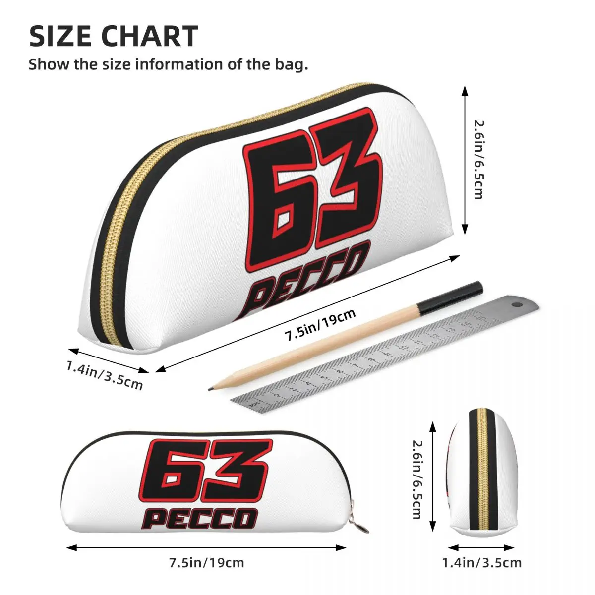 Pecco Bagnaia 63 مقلمة حامل قلم تخزين لوازم القرطاسية سعة كبيرة صندوق القلم حقيبة أقلام رصاص للبنين بنات مدرسة