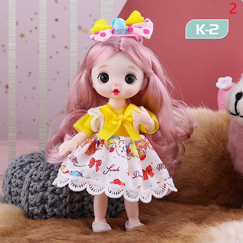 16-17cm Makeup Dress Up Cute Color Anime Eyes Dolls with Fashion Clothes for Girls Toy