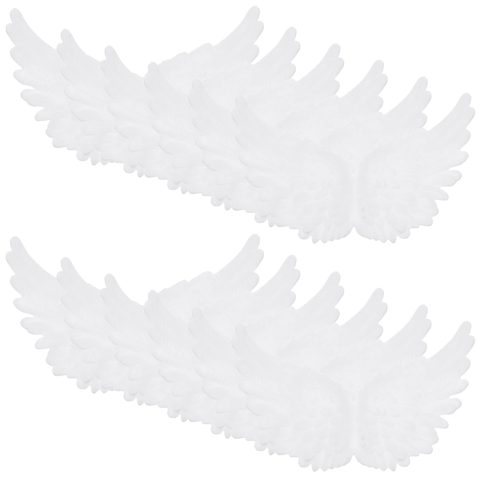 

6 Pcs White Angel Wings DIY Craft Accessories for Christmas Tree Wreath Wind Chimes Unfinished Plastic nament Decor